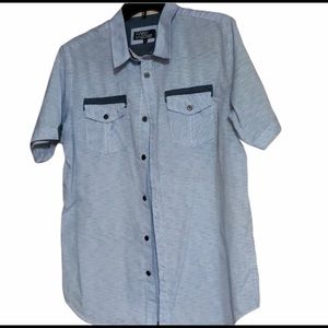 Men's Blue Short Sleeve Button Down Shirt
